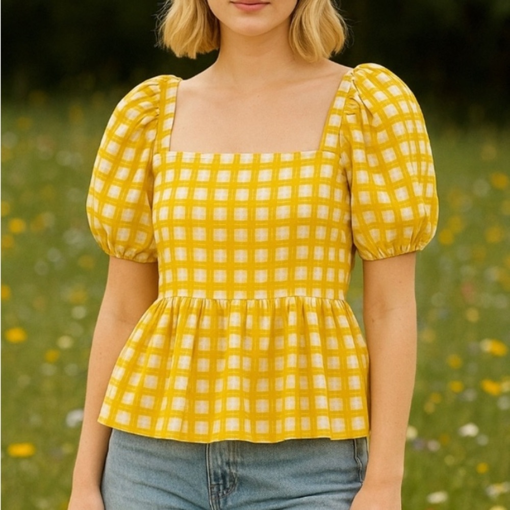 Hudson North Yellow Checkered Women's Top